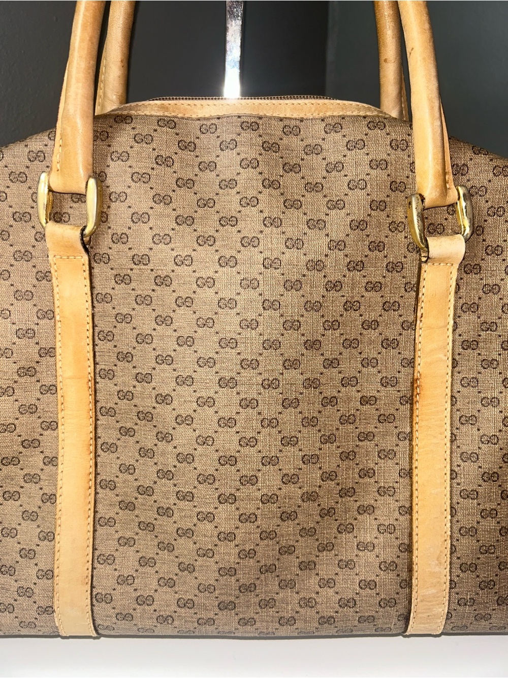 Vintage Gucci Micro GG Tan Coated Canvas Satchel Handbag - Picture 2 of 14